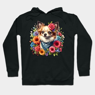 A chihuahua with beautiful colorful flowers Hoodie